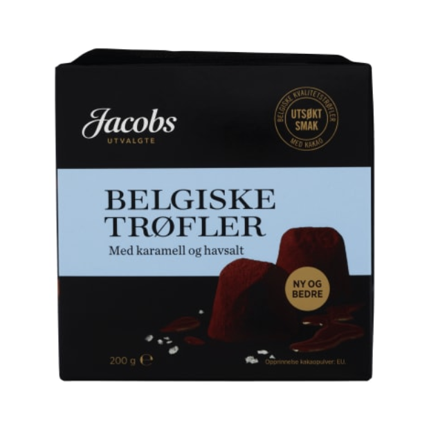 ベルギートリュフ キャラメル&シーソルト添え 200g (ジェイコブス) – Belgiske Trøfler Karamell & Havsalt