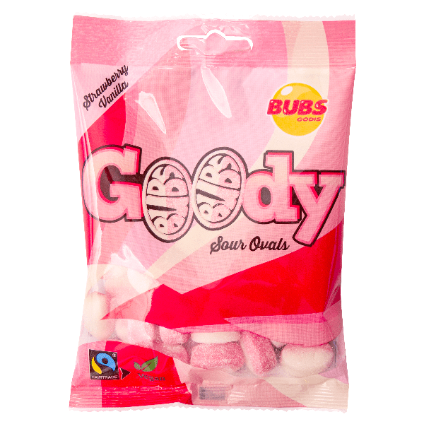Bubs Goody Sour Strawberry Vanilla 90g - Scandi Candy Swedish Candy Shop