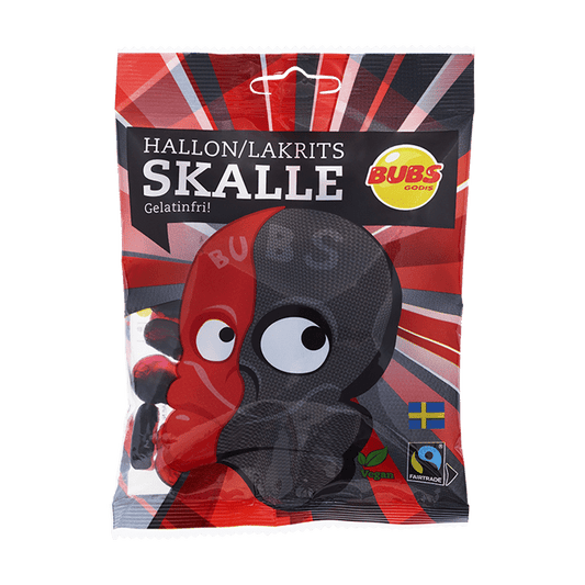 Bubs Raspberry/Liquorice Skull Minis 90g - Scandi Candy Swedish Candy Shop