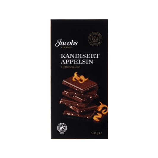 Jacobs Dark Chocolate 70% with Orange 100g – Sjokolade Mørk 70% med Appelsin - Scandi Candy Swedish Candy Shop