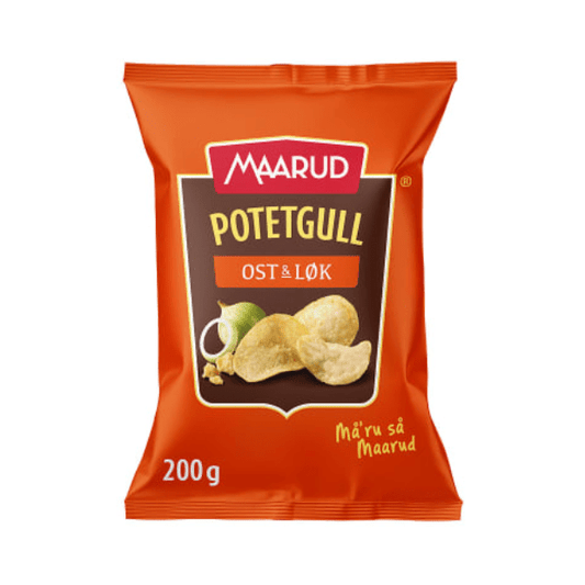 Potato Chips Cheese and Onion 200g Maarud Potetgull Ost and Løk - Scandi Candy Swedish Candy Shop