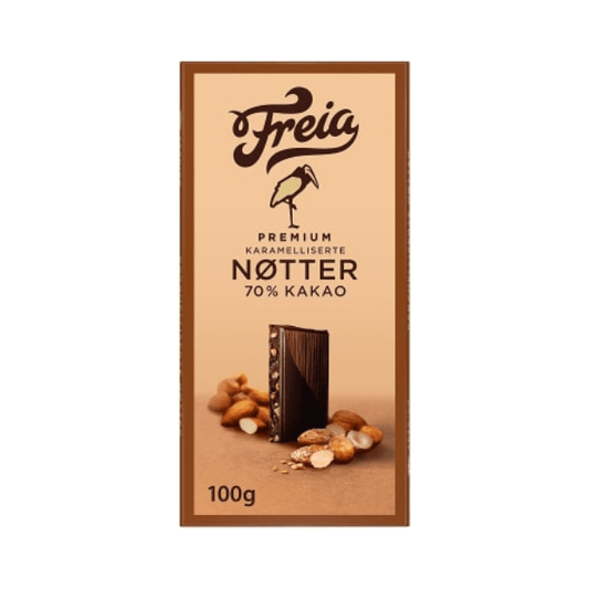 Premium Dark Chocolate 70% with Caramel and Nuts 100g Freia - Scandi Candy Swedish Candy Shop