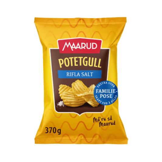 Ridged Salted Potato Chips 370g Maarud Potetgull Rifla - Scandi Candy Swedish Candy Shop