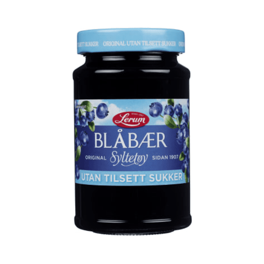 Blueberry Jam Original w/out Sugar 435g Lerum - Blåbærsyltetøy Original u/Sukker - Scandi Candy Swedish Candy Shop
