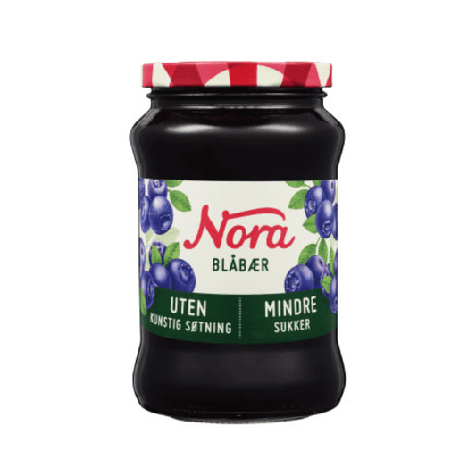 Blueberry Jam with Less Sugar 530g Nora - Blåbærsyltetøy Mindre Sukker - Scandi Candy Swedish Candy Shop