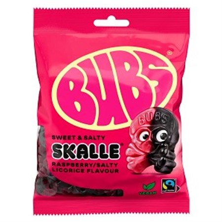 Bubs Raspberry/Liquorice Skull Minis 190g - Scandi Candy Swedish Candy Shop