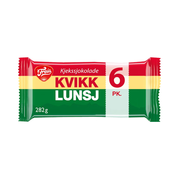 Freia Kvikk Lunsj ビスケットとチョコレート 6 パック 282g – ノルウェー クラシック