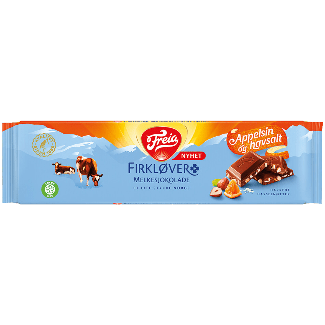 Freia Firkløver Milk Chocolate with Nuts, Orange & Sea Salt - Scandi Candy Swedish Candy Shop