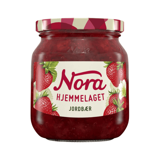 Homemade Strawberry Jam 400g Nora - Hjemmelaget Jordbærsyltetøy - Scandi Candy Swedish Candy Shop