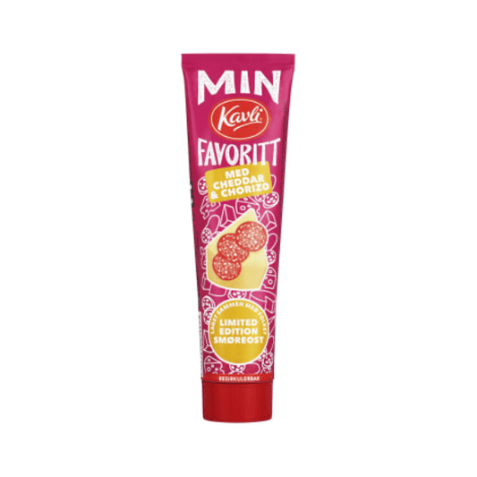 Kavli Cheddar & Chorizo Cheese 175g Tube – Cheddar & Chorizo Ost - Scandi Candy Swedish Candy Shop