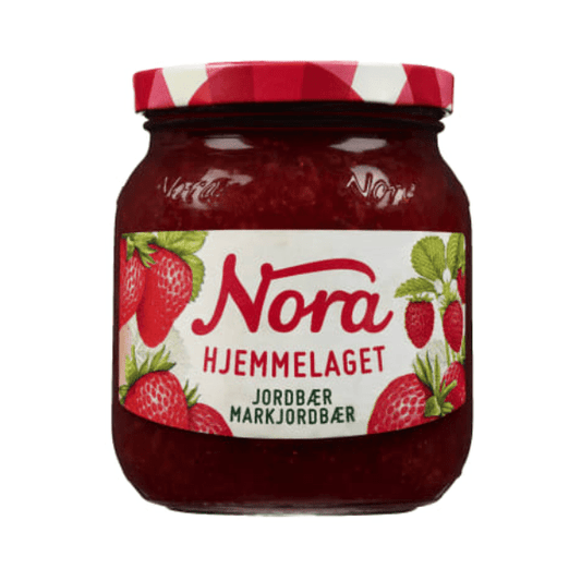 Nora Homemade Strawberry & Wild Strawberry 400g – Hjemmelaget Jordbær & Markjordbærsyltetøy - Scandi Candy Swedish Candy Shop