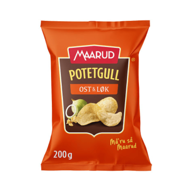 Potato Chips Cheese and Onion 200g Maarud Potetgull Ost and Løk - Scandi Candy Swedish Candy Shop
