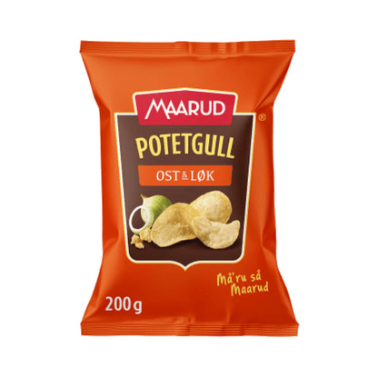 Potato Chips Cheese and Onion 200g Maarud Potetgull Ost and Løk - Scandi Candy Swedish Candy Shop