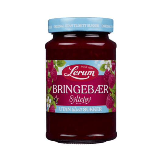 Raspberry Jam without Sugar 435g Lerum - Bringebærsyltetøy u/Sukker - Scandi Candy Swedish Candy Shop