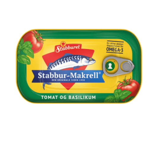 Stabbur - Makrell Tomato & Basil 110g – Makrell i Tomat & Basilikum - Scandi Candy Swedish Candy Shop